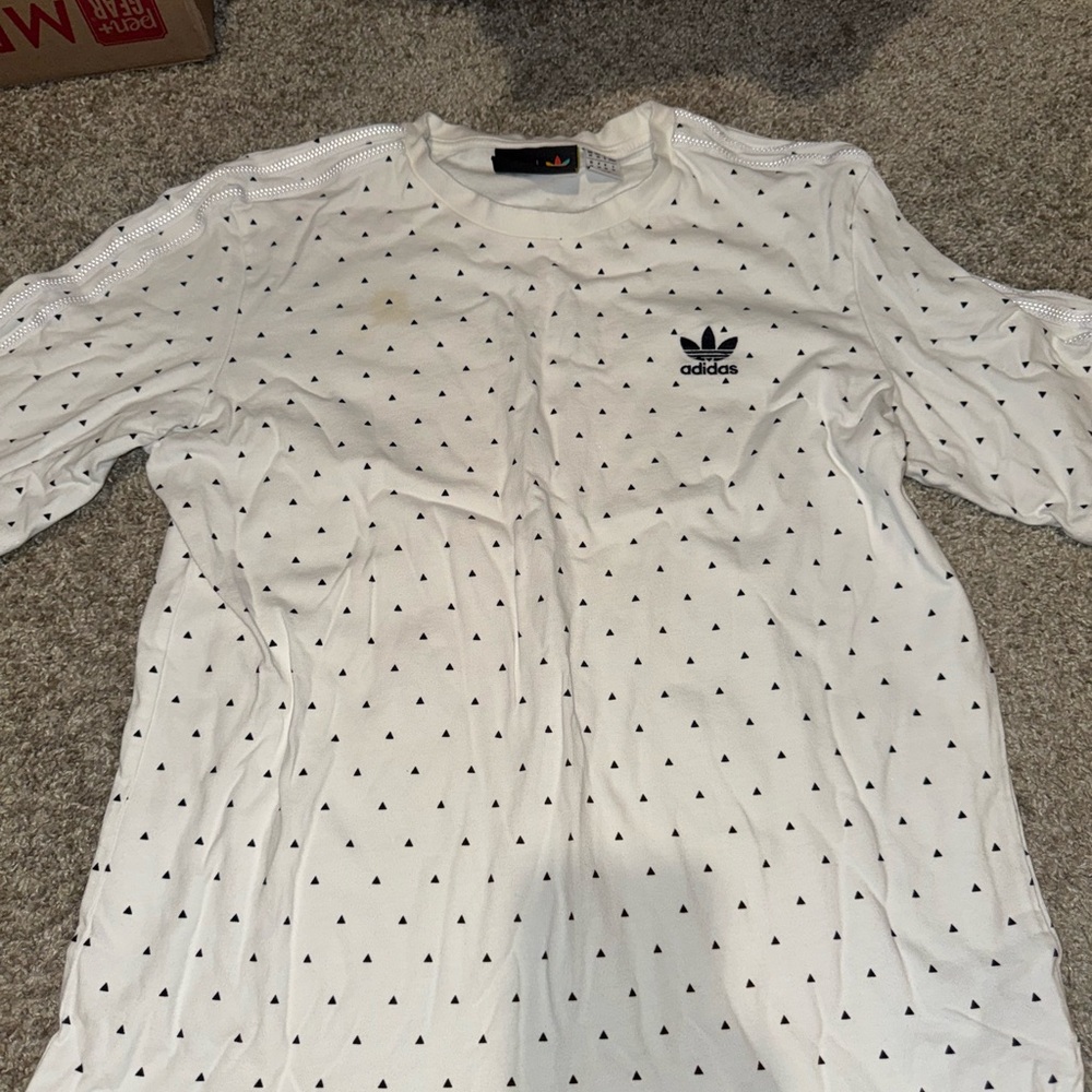 Adidas White Tee with Colorful Logo